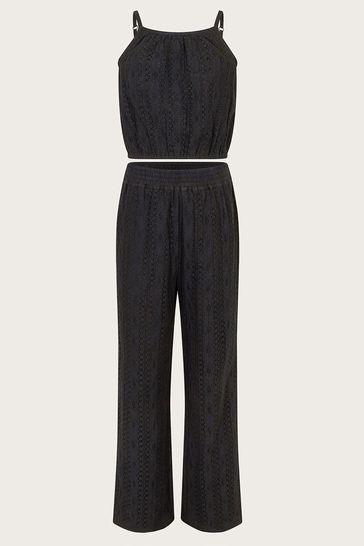 Monsoon Black Lace Top And Trousers Set