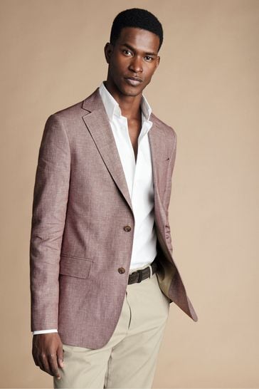 Charles Tyrwhitt Pink Slim Fit Updated Linen Cotton Jacket