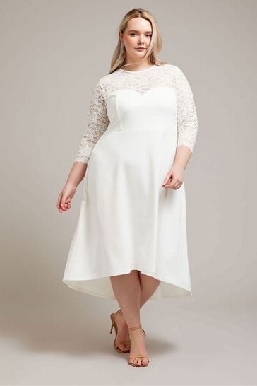 YOURS LONDON Curve White Lace Sweetheart Dress