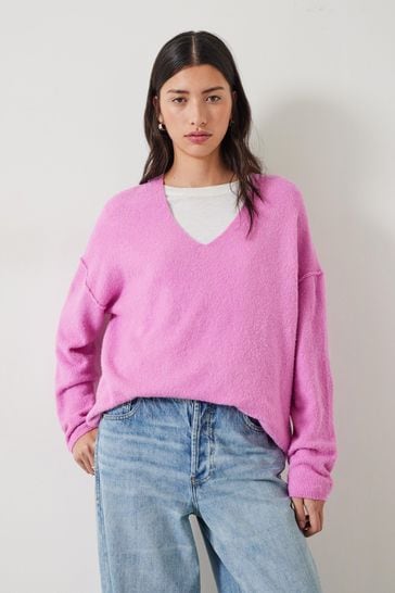Hush Pink Carinda V-Neck Knitted Jumper
