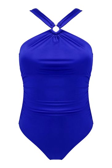 High neck ruched swimsuit store