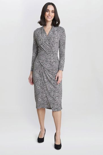 Gina Bacconi Grey Janet Jersey Wrap Dress
