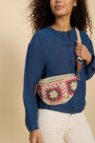 White Stuff Natural Sebby Mini Crochet Sling Bag