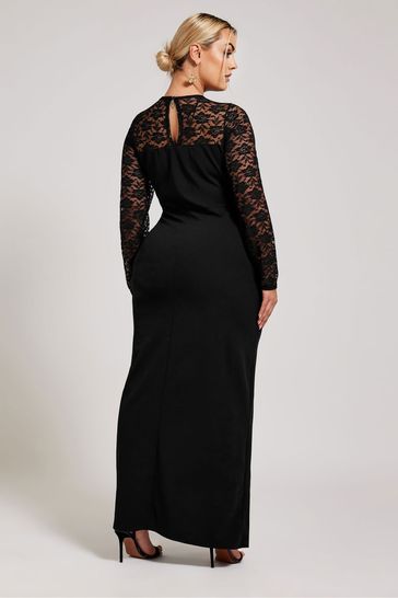 Buy Yours Curve Black Lace Sweetheart Tulip Hem Maxi Dress from Next Bahrain