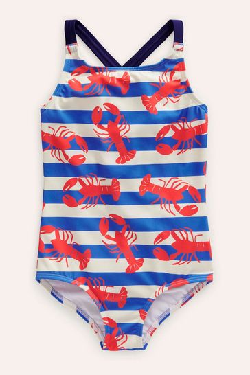 Boden Pink Cross-Back Printed Swimsuit