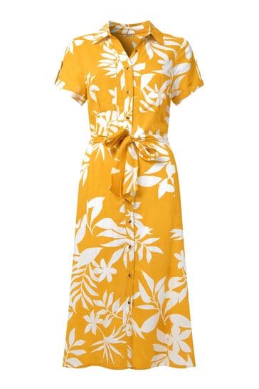 Buy Joe Browns Yellow Vibrant Palm Printed Button Through Safari Style Dress from Next Bahrain