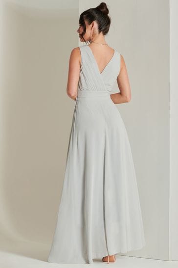 Buy Jolie Moi Grey Pleated Bodice Chiffon Maxi Dress from Next Denmark