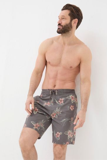 FatFace Brown Camber Hibiscus Swim Shorts