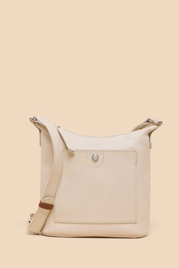 White Stuff Cream Mini Fern Leather Cross-Body Bag