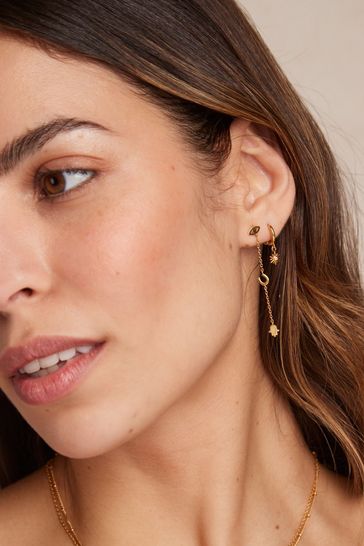 Buy Orelia London Gold Tone Sunburst Charm Micro Hoops Earrings