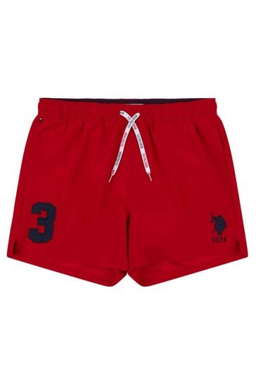 Buy U.S. Polo Assn. Mens Red Player 3 Swim Shorts from Next USA