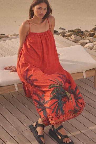 Coral red maxi dress sale