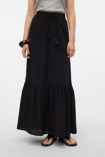 VERO MODA Black Tiered Summer Maxi Skirt