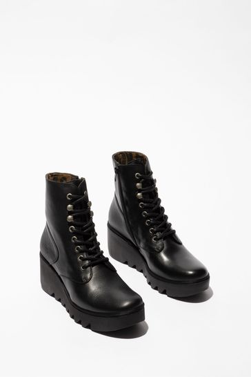 Buy Fly London Birr Lace Up Ankle Black Boots from Next Bahrain