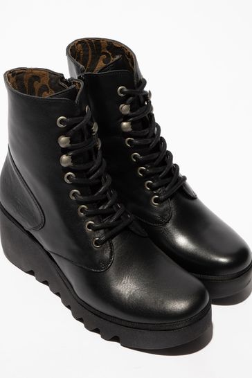 Buy Fly London Birr Lace Up Ankle Black Boots from Next Bahrain