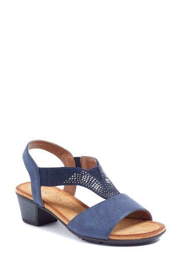 Pavers Blue Heeled Slingback Sandals