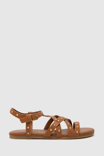 Schuh Tabby Studded Brown Sandals