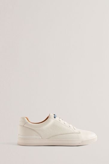 Ted Baker White Brentfd Leather Suede Cupsole Shoes