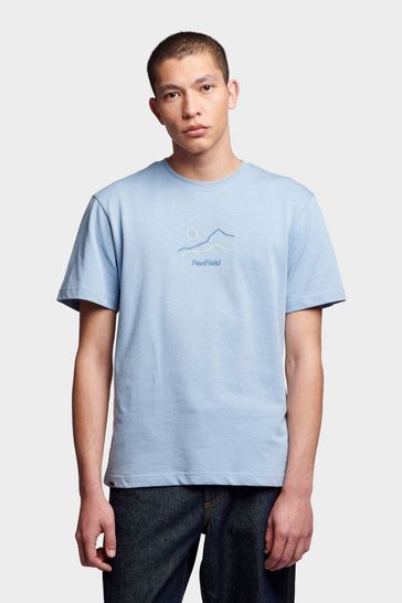 Penfield Mens Relaxed Fit Blue Embroidered Mountain T-Shirt