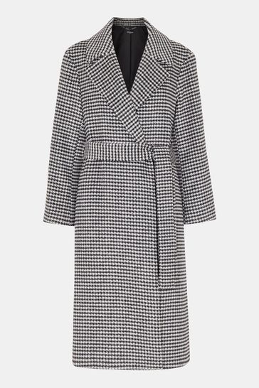 Buy Whistles Black Petite Celia Houndstooth Wrap Coat from Next Saudi Arabia