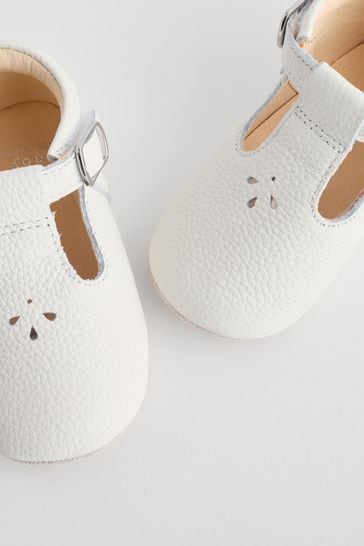 White Leather Baby T Bar Shoes 0 24mths