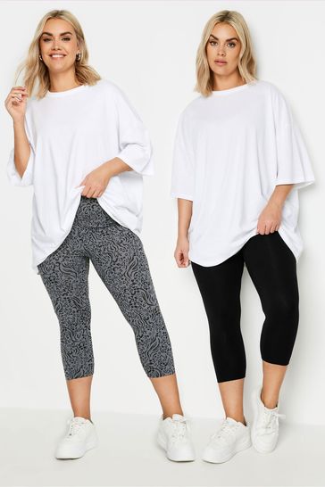 Yours Curve Grey Cropped Leggings 2 Pack