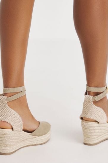 Buy Simply Be Natural Wide Fit Classic Closed Toe Ankle Tie Espadrilles from Next Luxembourg