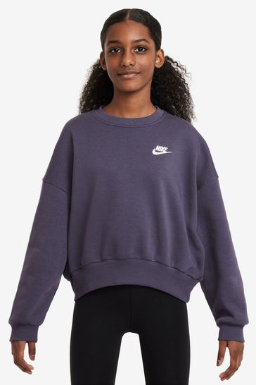 Buy Nike Purple Raisin Club Fleece Boxy Crewneck Sweatshirt from Next Netherlands