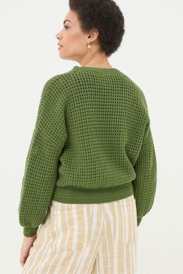 FatFace Annie Green Button Through Cardigan