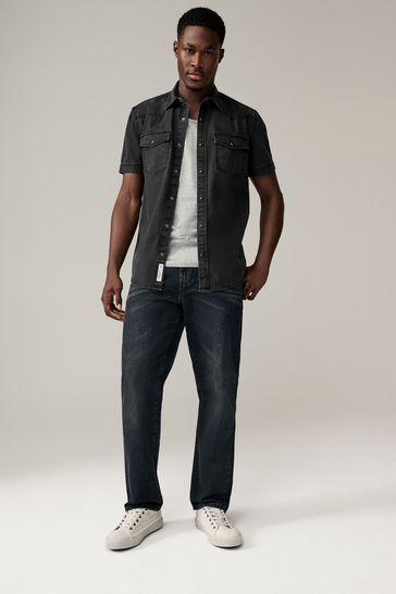 Short sleeve denim western shirt on sale