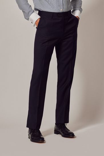 Hawes & Curtis Slim Blue Twill Suit Trousers