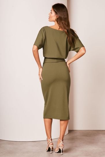 Buy Lipsy Khaki Green Petite Kimono Belted Midi Dress from Next Saudi Arabia