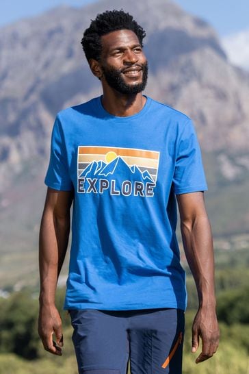 Mountain Warehouse camiseta orgánica azul Explore para hombre
