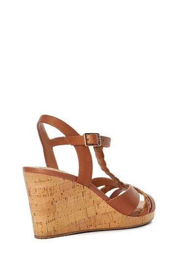 Buy Dune London Brown Wide Fit Koali Plait T Bar Wedge Sandals from Next Denmark