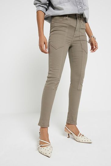 River Island Green Petite High Rise Skinny Fit Jeans