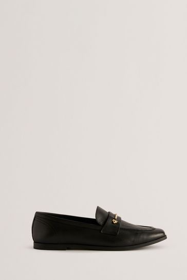 Ted Baker Black Zoee Flat Loafers With Signature Bar