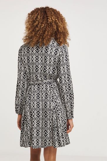 Buy JD Williams Black Long Sleeve Belted Swing Shirt Dress from