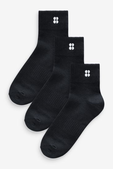 Sweaty Betty Black Essentials Mid Socks 3 Pack