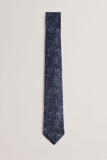 Ted Baker Cavut Blue Line Floral Silk Tie