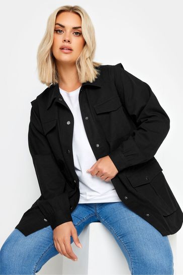 Yours Curve Black Carpenter Twill Jacket