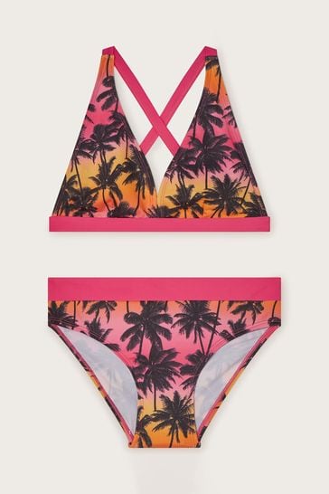 Monsoon Pink Ombre Palm Print Bikini
