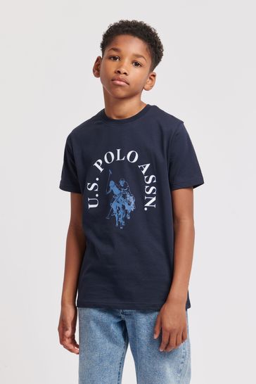 U.S. Polo Assn. Boys Blue Chest Graphic T-Shirt