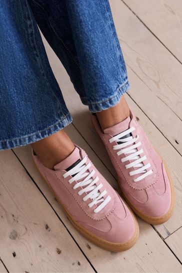 Mint Velvet Pink Suede Chunky Trainers