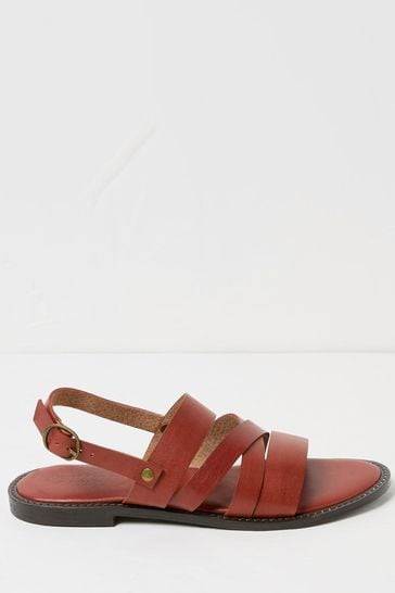 FatFace Red Leather Strap Sandals