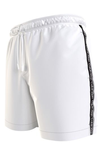 Calvin Klein White Medium Drawstring Swim Shorts