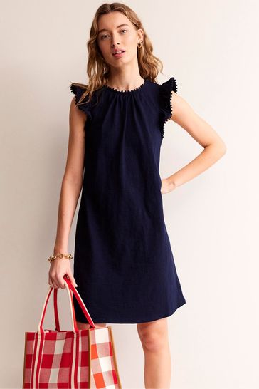 Buy Boden 100 Cotton Georgina Pom Ruffle Dress from the Laura Ashley online shop