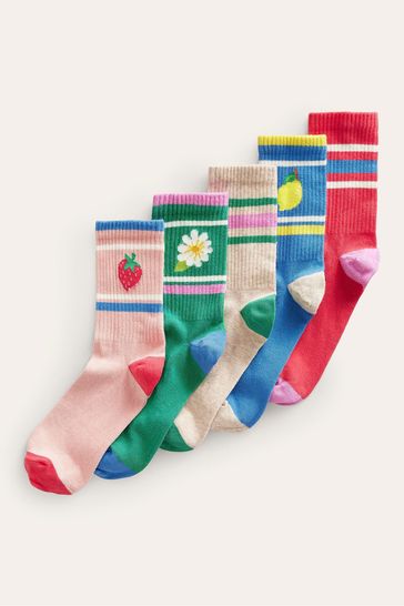 Boden Green Ribbed Socks 5 Pack