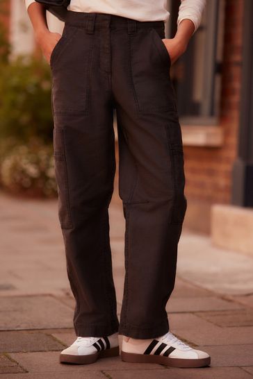 Buy Charcoal Grey Barrel 100 Cotton Trousers from Next Bahrain