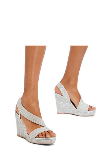 Buy Carvela Grey Chrome Gala Wedge Jewel 110 Sandals from Next Egypt
