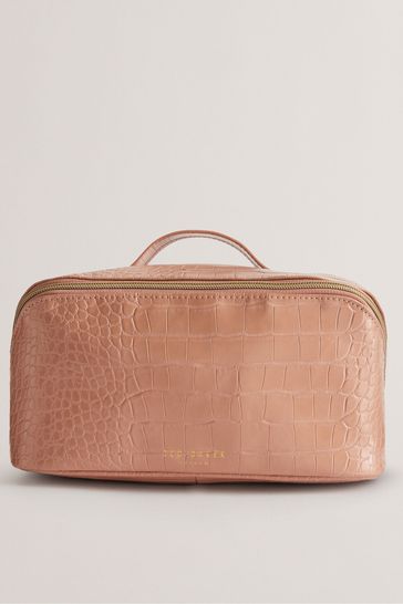 Ted Baker Pink Large Haanas Croc Effect Rectangular Washbag